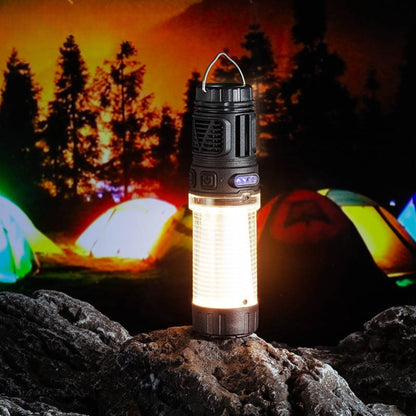 Outdoor Portable 3-in-1 Camping Light – USB Rechargeable LED Tent Lamp with Mosquito Repellent, Strong Flashlight & 4000mAh Long-Endurance Battery