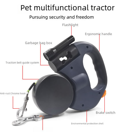 Multifunctional 360° rotating traction belt with LED Flashlight