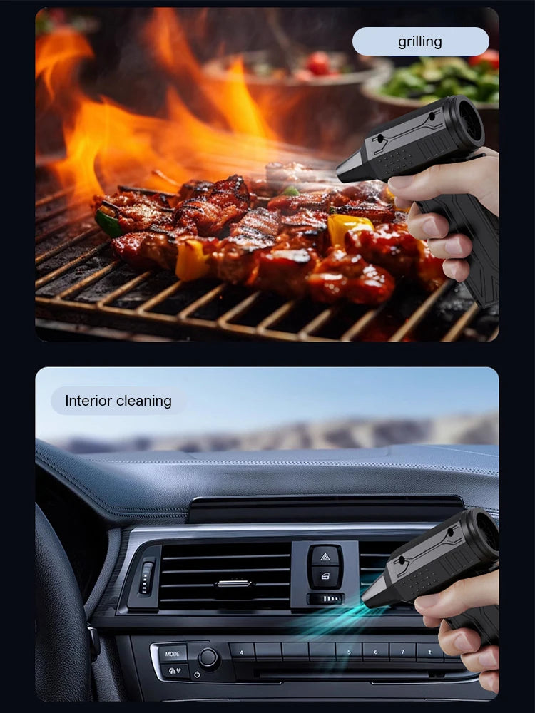 Turbo Jet Fan Blower - 3 Gear Adjustable , Handheld Electric Air Duster & Mini Vacuum Cleaner for Car, Outdoor, and Snow Removal