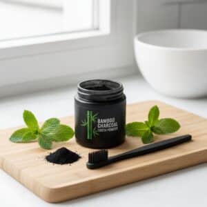 Bamboo charcoal teeth whitening powder natural product for brighter smile