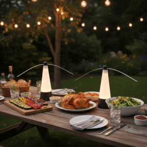 USB rechargeable fly repellent fan with LED light for indoor and outdoor use