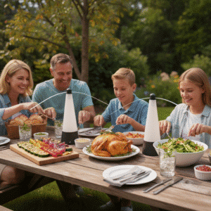 Portable LED fly repellent fan for kitchen, picnic, and dining table