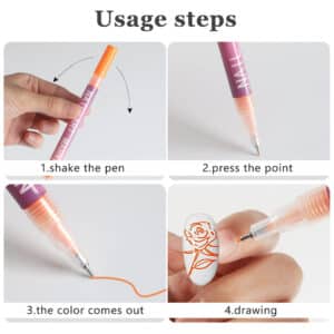 How to use nail art pen steps including shaking pressing and drawing
