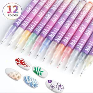 12 color nail art pen set with fine tips for DIY nail designs