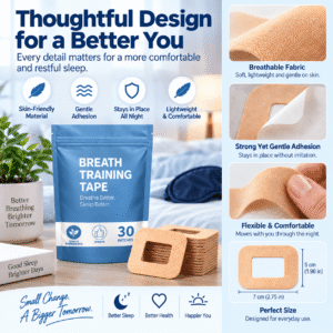 Mouth tape for sleeping with flexible material and adhesive design
