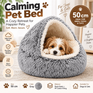 Anti anxiety dog bed covered calming cave bed for dogs and cats