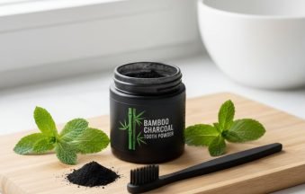 Bamboo charcoal teeth whitening powder natural product for brighter smile