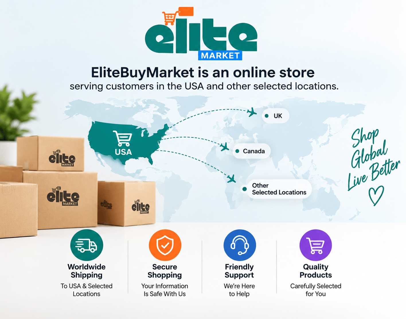 EliteBuyMarket online store serving USA and selected locations