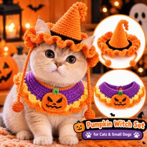 Pumpkin Witch Set Halloween costume for cats and small dogs