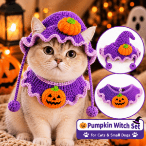 Purple Witch Set Halloween costume for cats and small dogs